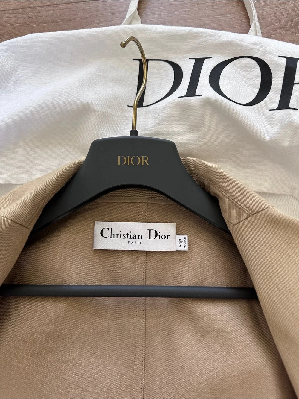 Christian Dior Bar Blazer — Beige Canvas, Bee Emblem